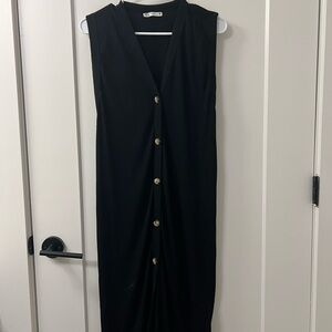 Zara Black Button Up Midi Dress